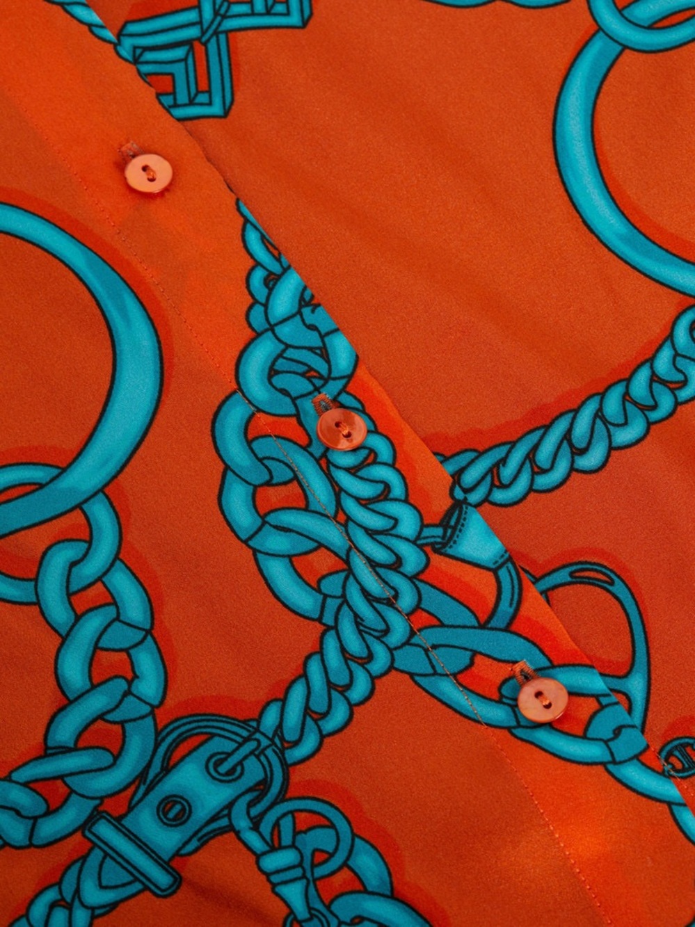 NWT L'Agence Buckle Chain Tyler Silk Blouse In Orangeteal Buckle Chain - Picture 5 of 7